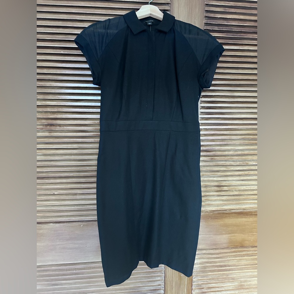 Ann Taylor cap sleeve dress with sheer shoulders